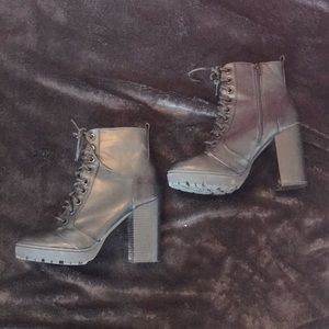 Express Black Chunky Heel Combat Boot